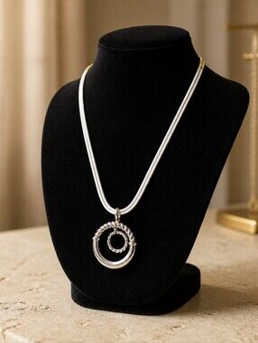 Napier Silver-Tone Double Ring Pendant Necklace